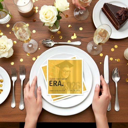 Serviette En Papier Class of 2026 Golden Photo