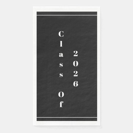 Serviette En Papier Class Of 2026 Graduation Party Black White (Devant)