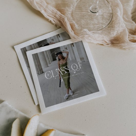 Serviette En Papier Class Of | Modern Personalized Graduation Photo