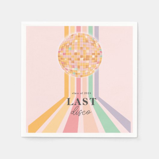 Serviette En Papier Classe 0f 2024 Dernier Dance Retro Graduation Part (Devant)