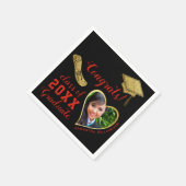 Serviette En Papier Classe 2025 Grad Photo Black Red Gold Graduation (Coin)