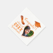 Serviette En Papier Classe 2025 Grad Photo White and Orange Graduation (Coin)