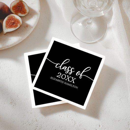 Serviette En Papier Classe 2026 Calligraphie Classique Simple Chic