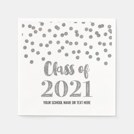 Serviette En Papier Classe Argent Confetti de 2021 Graduation (Devant)