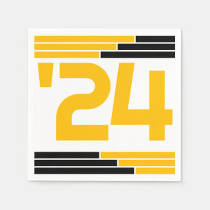 Serviette En Papier Classe Black & Gold Bars de '24 Grad Party
