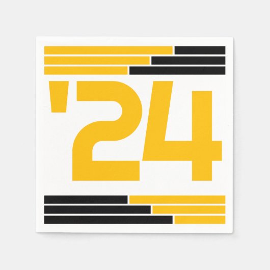 Serviette En Papier Classe Black & Gold Bars de '24 Grad Party (Devant)