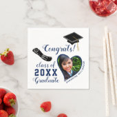 Serviette En Papier Classe blanche et bleue de 2025 Graduate Graduate (En situation)