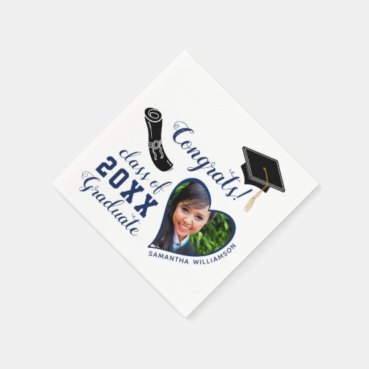 Serviette En Papier Classe blanche et bleue de 2025 Graduate Graduate (Coin)