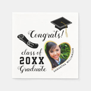 Serviette En Papier Classe blanche et noire de 2025 Graduate