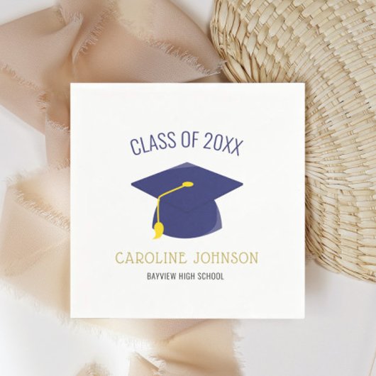 Serviette En Papier Classe bleue Casquette & serviettes de fin d'étude