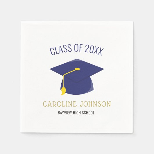 Serviette En Papier Classe bleue Casquette & serviettes de fin d'étude (Devant)