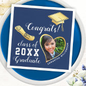 Serviette En Papier Classe bleue et or Marine 2025 - Diplôme photo