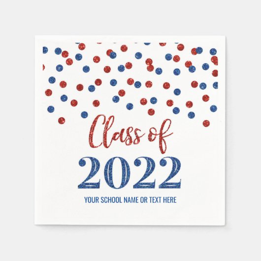Serviette En Papier Classe Blue Red Confetti de 2022 (Devant)