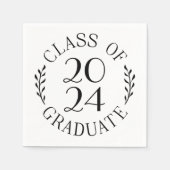 Serviette En Papier Classe Chic De 2025 Diplômé Noir Blanc Typographie (Devant)