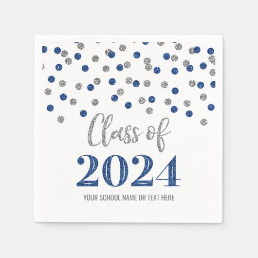 Serviette En Papier Classe Confetti Bleu Argent de 2024 serviettes (Devant)