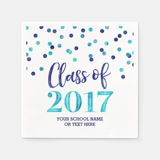 Serviette En Papier Classe Confetti d'aquarelle bleue de 2017 Graduati (Devant)