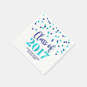 Serviette En Papier Classe Confetti d'aquarelle bleue de 2017 Graduati (Coin)