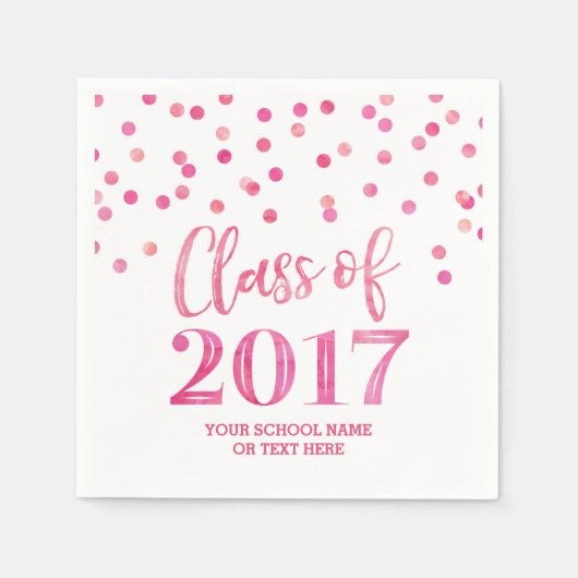 Serviette En Papier Classe Confetti d'aquarelle rose de 2017 (Devant)