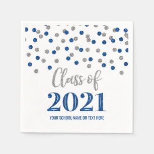 Serviette En Papier Classe Confetti d'argent bleu foncé de 2021