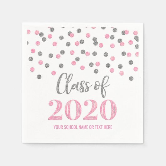Serviette En Papier Classe Confetti en Argent Rose de 2020 (Devant)