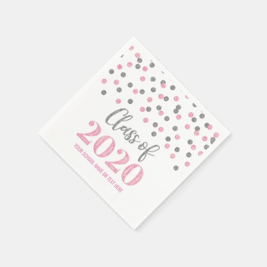 Serviette En Papier Classe Confetti en Argent Rose de 2020 (Coin)