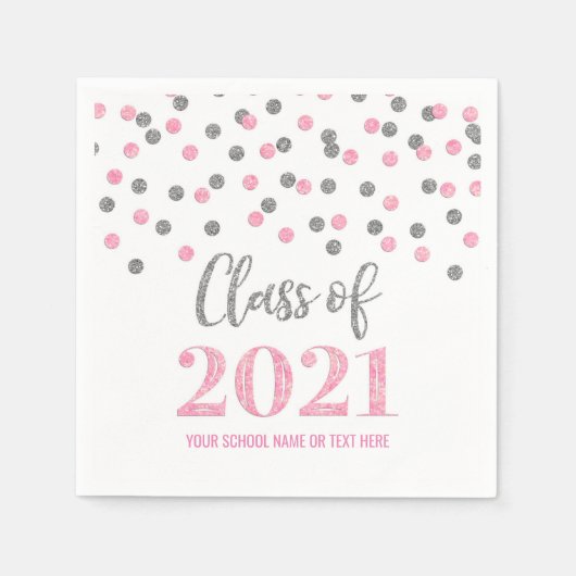 Serviette En Papier Classe Confetti en Argent Rose de 2021 (Devant)
