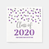 Serviette En Papier Classe Confetti en Argent Violet de 2020 Graduatio (Devant)
