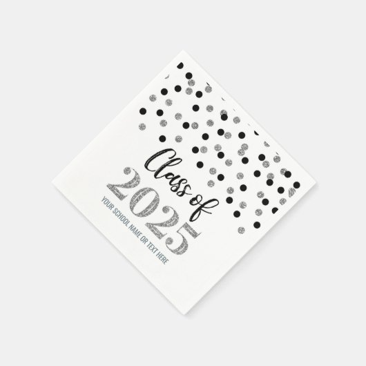 Serviette En Papier Classe Confetti Noir Argent de 2025 serviettes (Coin)