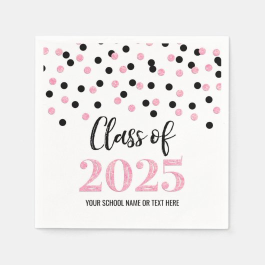 Serviette En Papier Classe Confetti Noir Rose de 2025 serviettes (Devant)