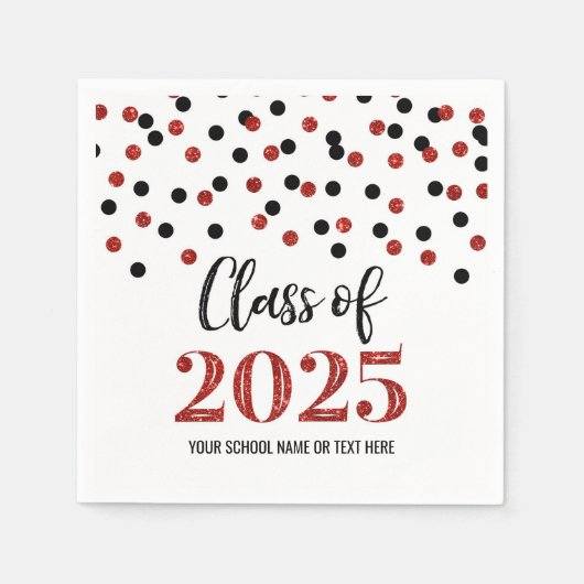 Serviette En Papier Classe Confetti Noir Rouge de 2025 serviettes (Devant)