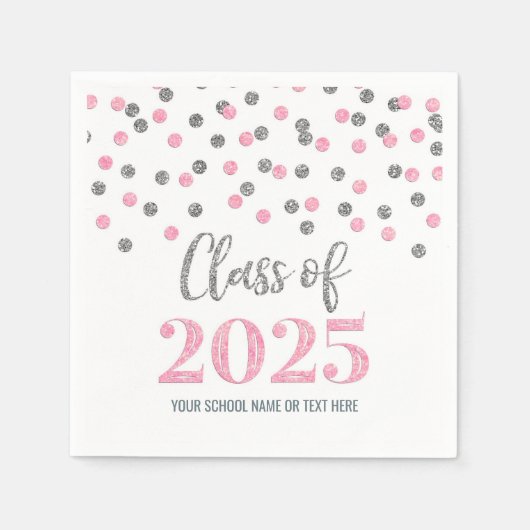 Serviette En Papier Classe Confetti Rose Argent de 2025 Napkins (Devant)