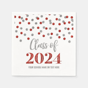 Serviette En Papier Classe Confetti Rouge Argent de serviettes 2024