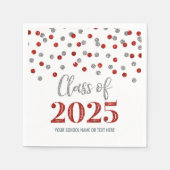 Serviette En Papier Classe Confetti Rouge Argent de serviettes 2025 (Devant)