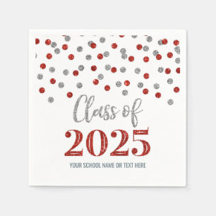 Serviette En Papier Classe Confetti Rouge Argent de serviettes 2025