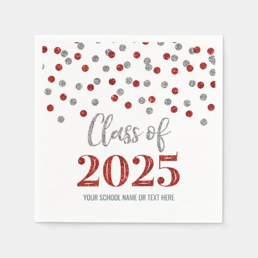 Serviette En Papier Classe Confetti Rouge Argent de serviettes 2025 (Devant)