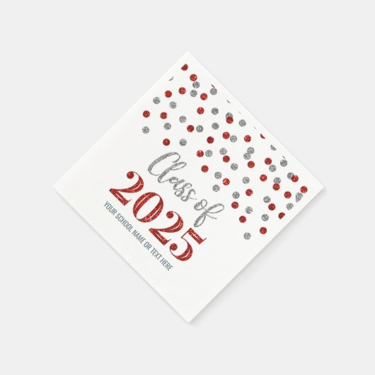 Serviette En Papier Classe Confetti Rouge Argent de serviettes 2025 (Coin)