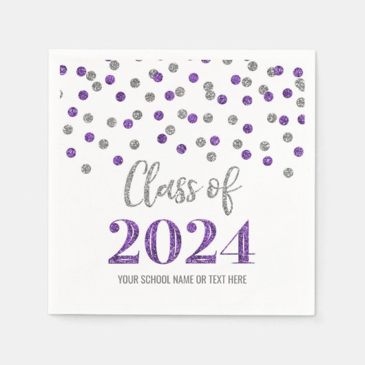Serviette En Papier Classe Confetti violet argenté de 2024 Napkins (Devant)
