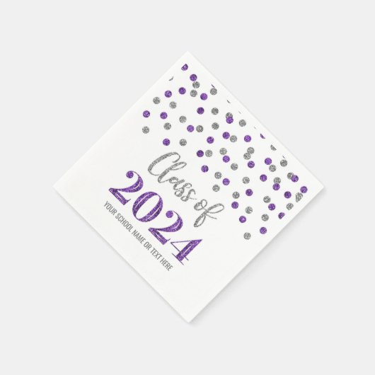 Serviette En Papier Classe Confetti violet argenté de 2024 Napkins (Coin)