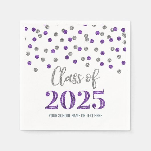 Serviette En Papier Classe Confetti violet argenté de 2025 Napkins (Devant)