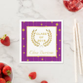 Serviette En Papier Classe de 2015 laurier d'or couronnes pourpre grad (En situation)