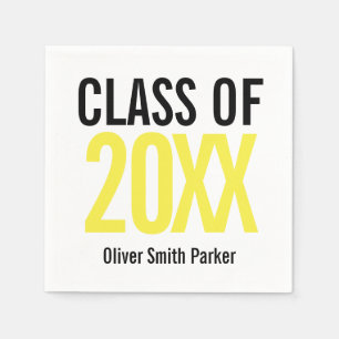 Serviette En Papier Classe de 2019 Jaune Gras Graduation Moderne