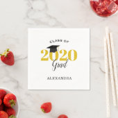 Serviette En Papier Classe de 2020 Graduate | Or moderne et noir (En situation)
