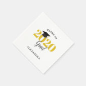 Serviette En Papier Classe de 2020 Graduate | Or moderne et noir (Coin)