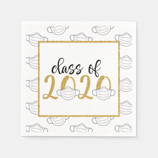 Serviette En Papier Classe de 2020 Graduation Napkin - Face Mask GG (Devant)