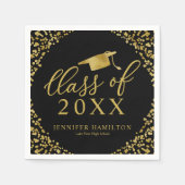 Serviette En Papier Classe De 2021 Elégant Gold Black Graduation Party (Devant)