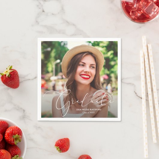 Serviette En Papier Classe de 2021 Graduation Photo personnalisée (En situation)