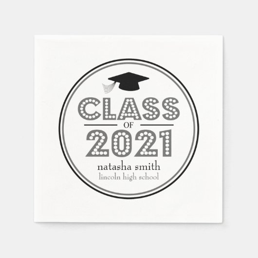 Serviette En Papier Classe De 2021 Paquets De Graduation (Gris Sombre) (Devant)