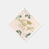 Serviette En Papier Classe De 2021 Pink Blush Floral Graduation Party (Coin)