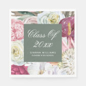 Serviette En Papier Classe de 2022 Aquarelle Florale Graduation (Devant)