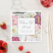 Serviette En Papier Classe de 2022 Aquarelle Florale Graduation (En situation)
